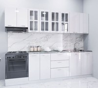 Set bucatarie IRIS 260 cm, 7 corpuri, blat termorezistent, fronturi MDF, alb - 1