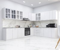 Set bucatarie IRIS COLT 300x250 cm, 15 corpuri, blat termorezistent, fronturi MDF, alb - 1