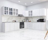 Set bucatarie IRIS COLT 300x250 cm, 15 corpuri, blat termorezistent, fronturi MDF, alb - 1