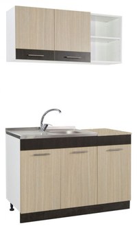 Set bucatarie SARONA 120 cm, 2 corpuri, blat PAL, fag + wenge - 1
