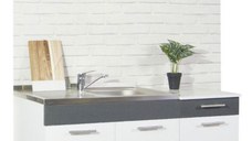 Set bucatarie SARONA 120 cm, 2 corpuri, cu sertar, blat PAL, alb + antracit