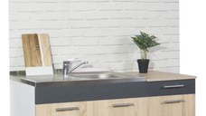 Set bucatarie SARONA 120 cm, 2 corpuri, cu sertar, blat PAL, sonoma + antracit