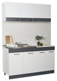 Set bucatarie SARONA 140 cm, 4 corpuri, blat PAL, alb + antracit - 1