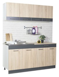 Set bucatarie SARONA 160.02 cm, 4 corpuri, blat PAL, sonoma + antracit - 1