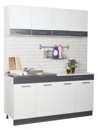 Set bucatarie SARONA 160 cm, 4 corpuri, blat PAL, alb + antracit - 1