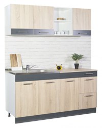 Set bucatarie SARONA 160 cm, 4 corpuri, blat PAL, sonoma + antracit - 1