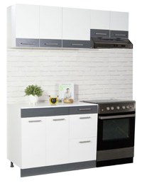 Set bucatarie SARONA 160 cm, 5 corpuri, blat PAL, alb + antracit - 1