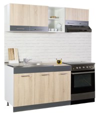 Set bucatarie SARONA 180 cm, 3 corpuri, blat PAL, sonoma + antracit - 1