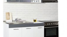 Set bucatarie SARONA 180 cm, 3 corpuri, corp hota, blat PAL, alb + antracit