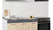 Set bucatarie SARONA 180 cm, 3 corpuri, corp hota, cu sertar, blat PAL, sonoma + antracit