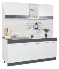 Set bucatarie SARONA 180 cm, 4 corpuri, blat PAL, alb + antracit - 1