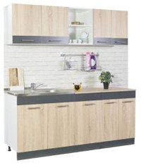 Set bucatarie SARONA 180 cm, 4 corpuri, blat PAL, sonoma + antracit - 1