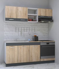 Set bucatarie SARONA 180 cm, 4 corpuri, corp cuptor, blat PAL, sonoma+antracit - 1