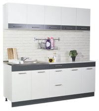 Set bucatarie SARONA 200 cm, 6 corpuri, blat PAL, alb + antracit - 1