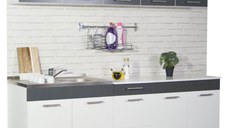 Set bucatarie SARONA 200 cm, 6 corpuri, blat PAL, alb + antracit