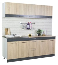 Set bucatarie SARONA 200 cm, 6 corpuri, blat termorezistent, sonoma + antracit - 1