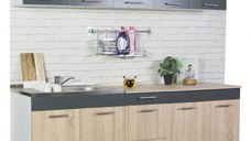 Set bucatarie SARONA 200 cm, 6 corpuri, blat termorezistent, sonoma + antracit