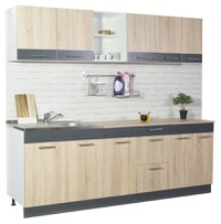 Set bucatarie SARONA 220.01 cm, 6 corpuri, blat PAL, sonoma + antracit - 1