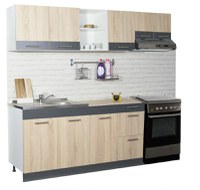 Set bucatarie SARONA 220 cm, 5 corpuri, corp hota, blat PAL, sonoma + antracit - 1