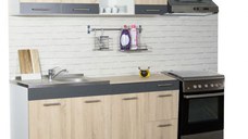 Set bucatarie SARONA 220 cm, 5 corpuri, corp hota, blat PAL, sonoma + antracit