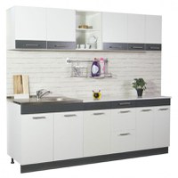 Set bucatarie SARONA 220 cm, 6 corpuri, blat PAL, alb + antracit - 1