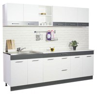 Set bucatarie SARONA 240 cm, 6 corpuri, blat PAL, alb + antracit - 1