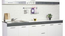 Set bucatarie SARONA 240 cm, 6 corpuri, blat PAL, alb + antracit