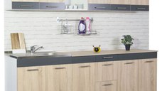 Set bucatarie SARONA 240 cm, 6 corpuri, blat PAL, sonoma + antracit