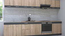 Set bucatarie SARONA 300 cm, 10 corpuri, blat PAL, sonoma + antracit