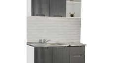 Set bucatarie SPACE 120 cm, 2 corpuri, cu sertar, blat termorezistent, fronturi MDF, antracit