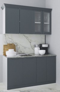 Set bucatarie SPACE 140 cm, 4 corpuri, blat termorezistent, fronturi MDF, antracit - 1