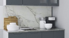 Set bucatarie SPACE 140 cm, 4 corpuri, blat termorezistent, fronturi MDF, antracit