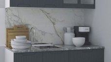 Set bucatarie SPACE 140 cm, 4 corpuri, cu sertare, blat termorezistent, fronturi MDF, antracit