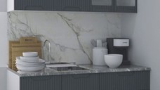 Set bucatarie SPACE 140 cm, 4 corpuri, cu sertare, blat termorezistent, fronturi MDF, antracit