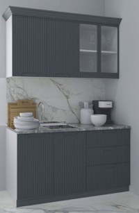 Set bucatarie SPACE 140 cm, 4 corpuri, cu sertare, blat termorezistent, fronturi MDF, antracit - 1