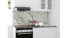 Set bucatarie SPACE 160 cm, 6 corpuri, blat termorezistent, fronturi MDF, alb rustic