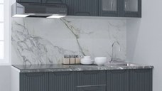 Set bucatarie SPACE 160 cm, 6 corpuri, blat termorezistent, fronturi MDF, antracit