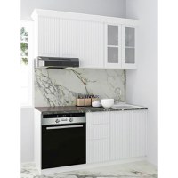 Set bucatarie SPACE 160 cm, 6 corpuri, corp cuptor, cu sertare, blat termorezistent, fronturi MDF, alb rustic - 1