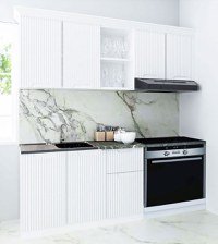 Set bucatarie SPACE 180 cm, 4 corpuri, blat termorezistent, fronturi MDF, alb rustic - 1