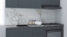 Set bucatarie SPACE 180 cm, 6 corpuri, corp cuptor, blat termorezistent, fronturi MDF, antracit