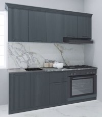 Set bucatarie SPACE 180 cm, 6 corpuri, corp cuptor, blat termorezistent, fronturi MDF, antracit - 1