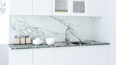 Set bucatarie SPACE 200 cm, 6 corpuri, blat termorezistent, fronturi MDF, alb rustic