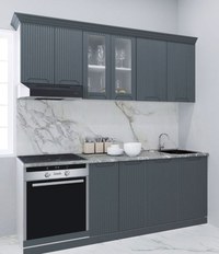 Set bucatarie SPACE 200 cm, 6 corpuri, corp cuptor, blat termorezistent, fronturi MDF, antracit - 1