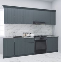 Set bucatarie SPACE 240 cm, 7 corpuri, blat termorezistent, fronturi MDF, antracit - 1