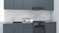 Set bucatarie SPACE 240 cm, 7 corpuri, blat termorezistent, fronturi MDF, antracit