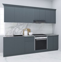 Set bucatarie SPACE 240 cm, 8 corpuri, corp cuptor, blat termorezistent, fronturi MDF, antracit - 1