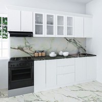 Set bucatarie SPACE 260 cm, 7 corpuri, blat termorezistent, fronturi MDF, alb rustic - 1