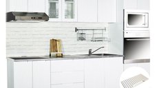 Set bucatarie SPACE 260 cm, 7 corpuri, blat termorezistent, fronturi MDF, alb rustic