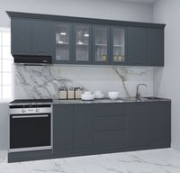 Set bucatarie SPACE 260 cm, 8 corpuri, corp cuptor, cu sertare, blat termorezistent, fronturi MDF, antracit - 1