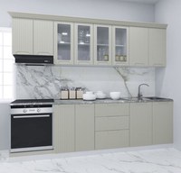 Set bucatarie SPACE 260 cm, 8 corpuri, corp cuptor, cu sertare, blat termorezistent, fronturi MDF, crem - 1